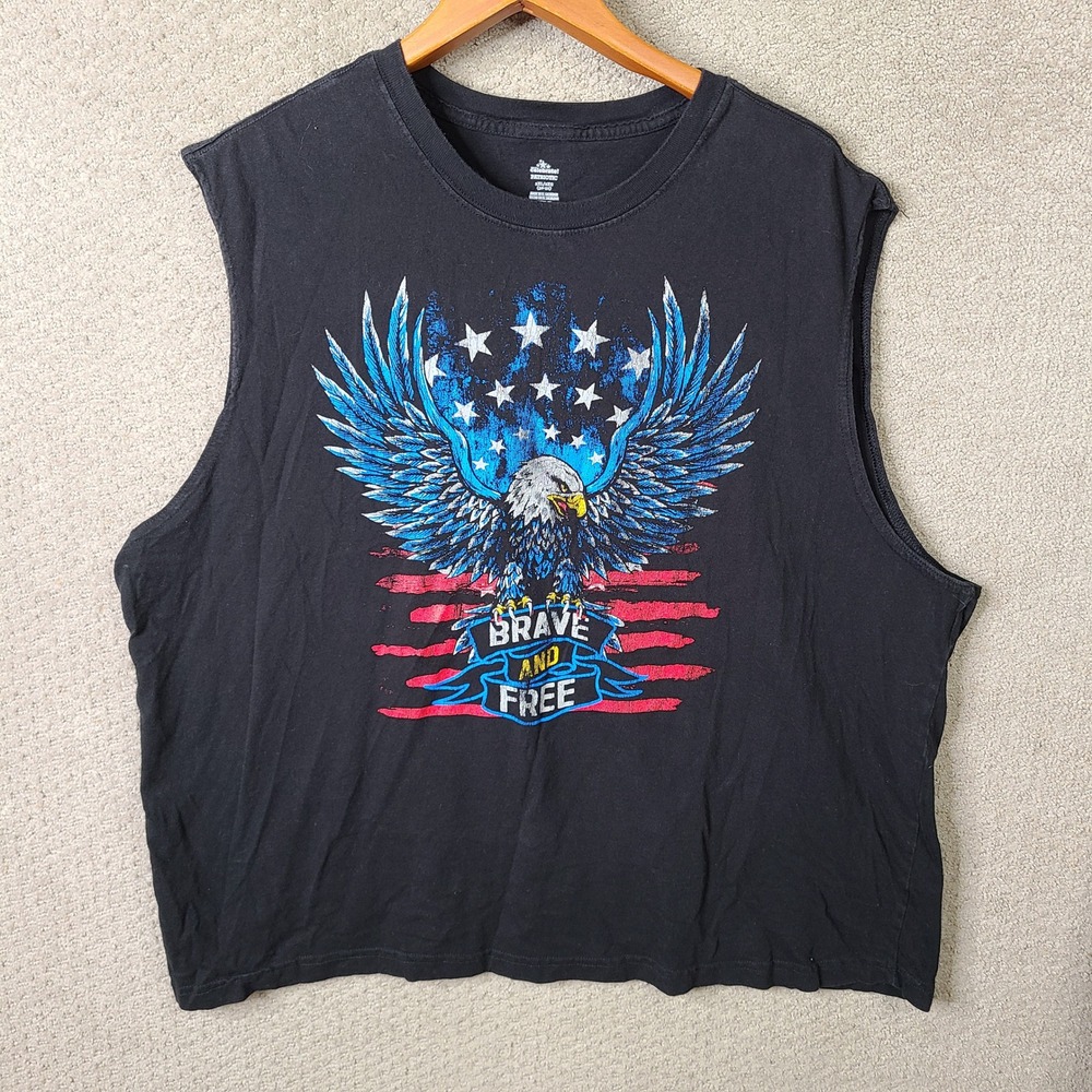 Way To Celebrate Shirt Mens 2XL Black Eagle Graphic Muscle Tank Cotton Patriotic